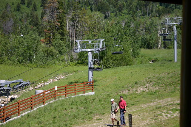 Bike going up chair lift in Teton Village